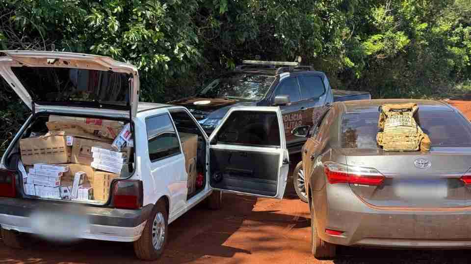 Carro carregado com cigarros do Paraguai &eacute; apreendido ap&oacute;s fuga em Entre Rios do Oeste
