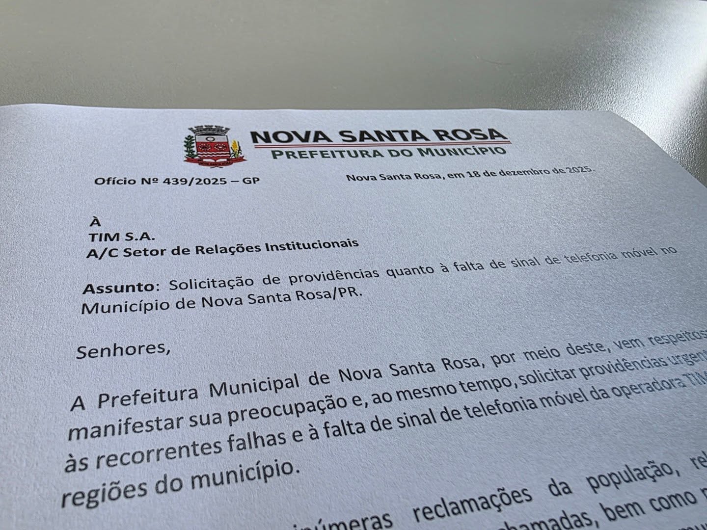 Prefeitura cobra solu&ccedil;&atilde;o para falta de sinal da TIM em Nova Santa Rosa