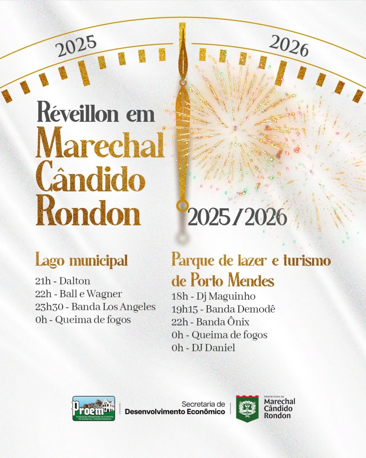 R&eacute;veillon em Marechal C&acirc;ndido Rondon ter&aacute; dois cen&aacute;rios para celebrar o in&iacute;cio de 2026