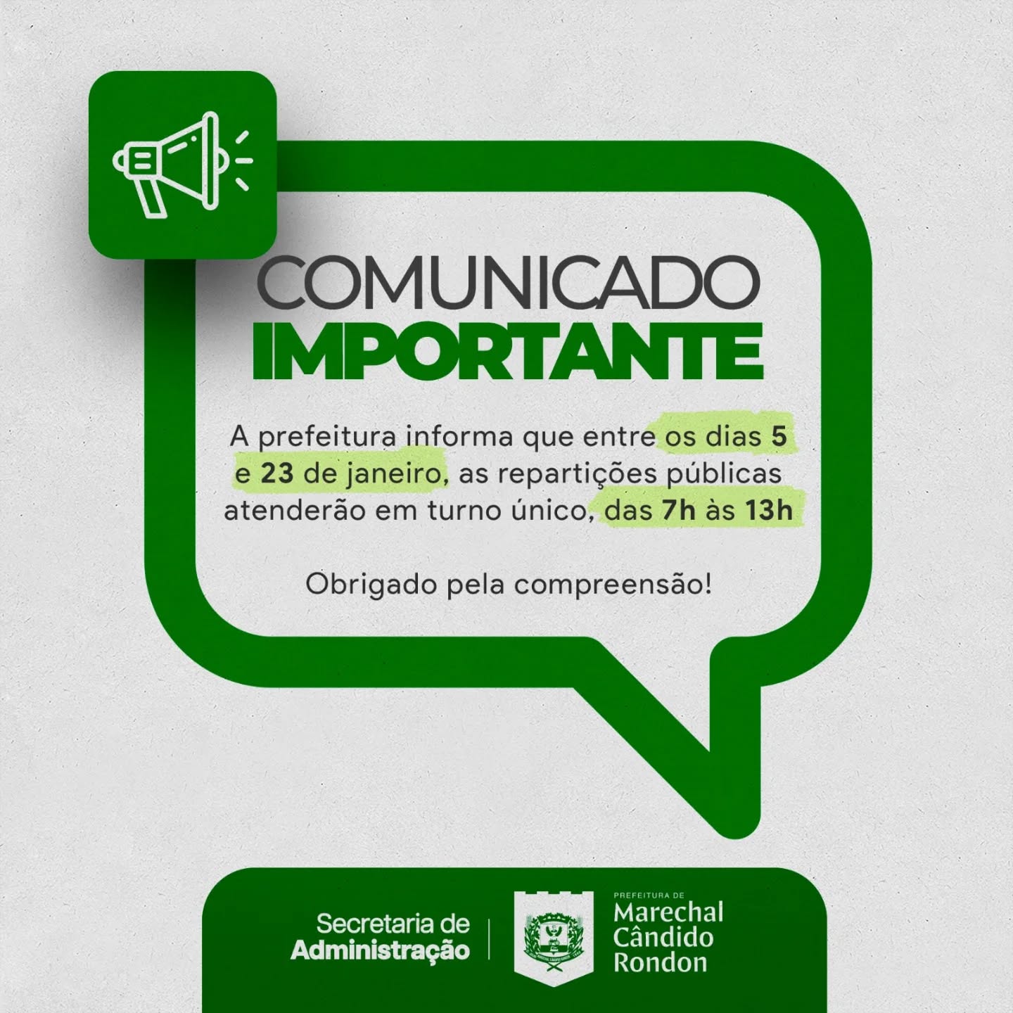 Atendimento na prefeitura rondonense ter&aacute; turno &uacute;nico em janeiro