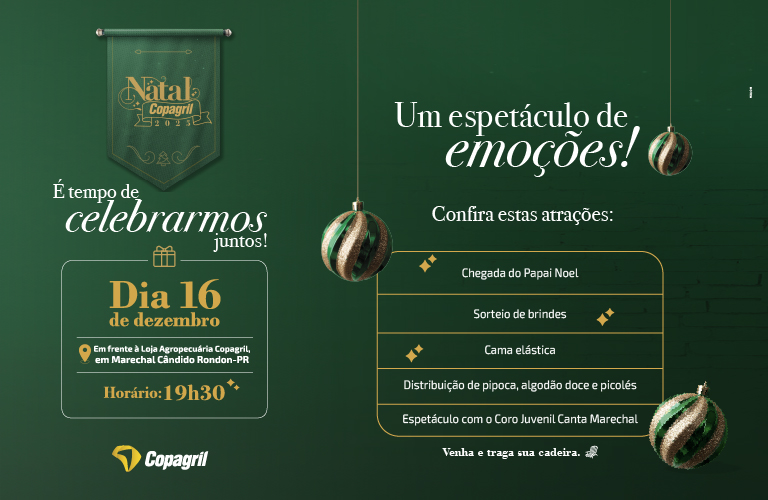 Natal Copagril 2025 ter&aacute; m&uacute;sica, divers&atilde;o e sorteio de brindes