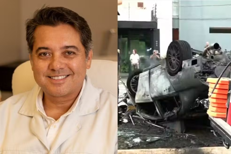 M&eacute;dico morre ap&oacute;s carro dele capotar e pegar fogo, no Paran&aacute;