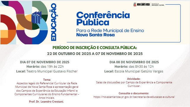 Comunidade nova-santa-rosense &eacute; convidada a debater o Referencial Curricular durante Confer&ecirc;ncia Municipal da Educa&ccedil;&atilde;o